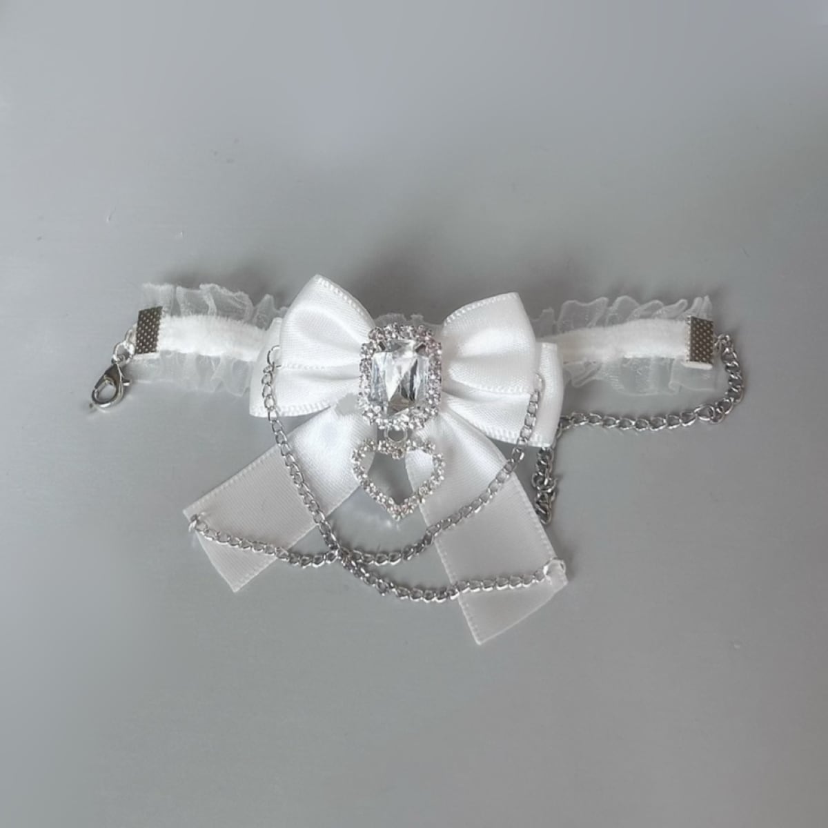 Jirai-kei Heart Ribbon Chain Bracelet