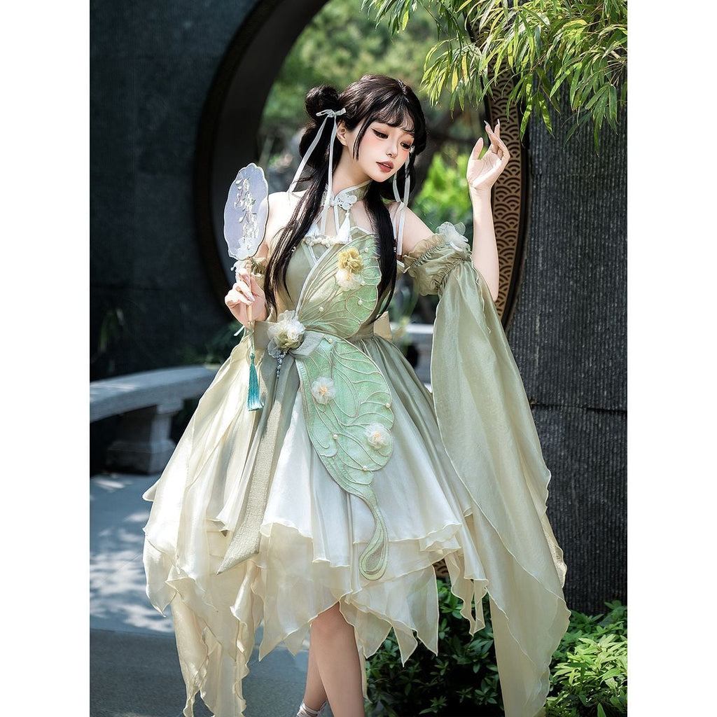 Butterfly Embroidered Chinese Dress Set