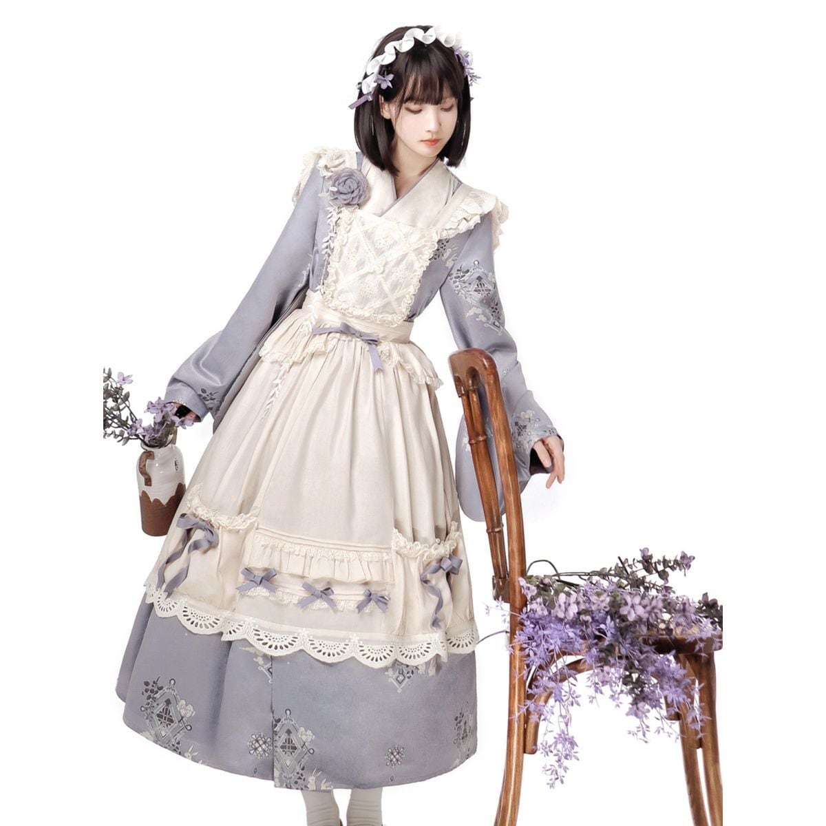 Lavender Retro-Style Apron Dress