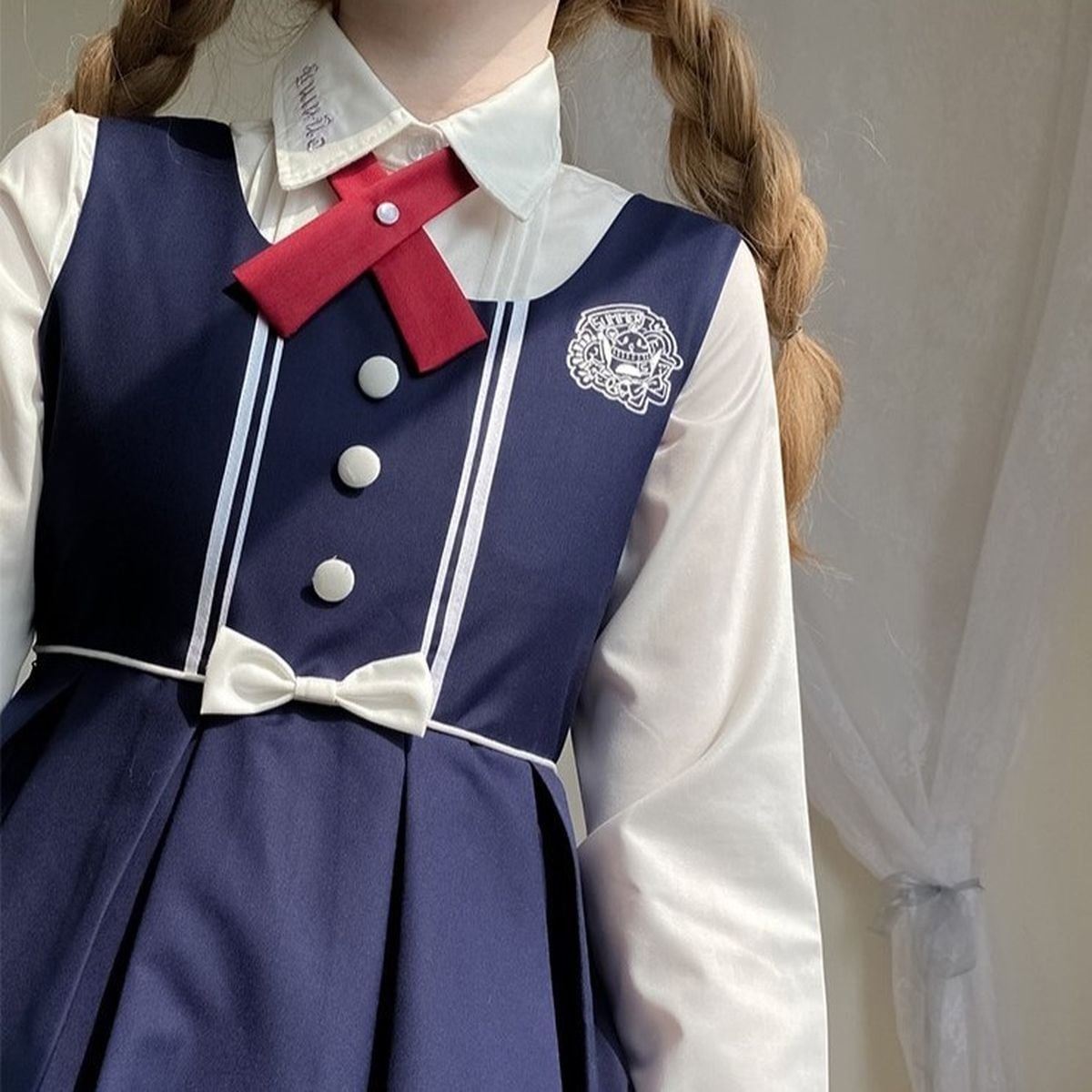 School-Style Pleated Jumper Skirt