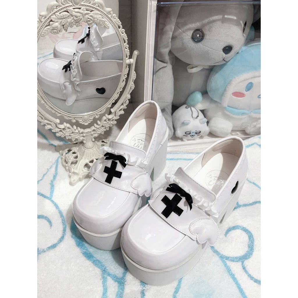 Heavenly Bow-Cross High-Sole Shoes