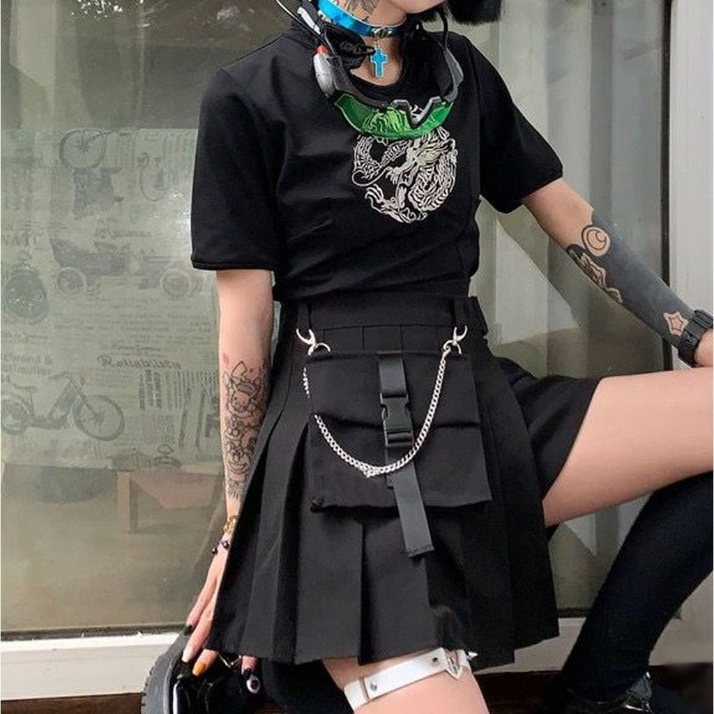 Asymmetrical Skirt with Shorts