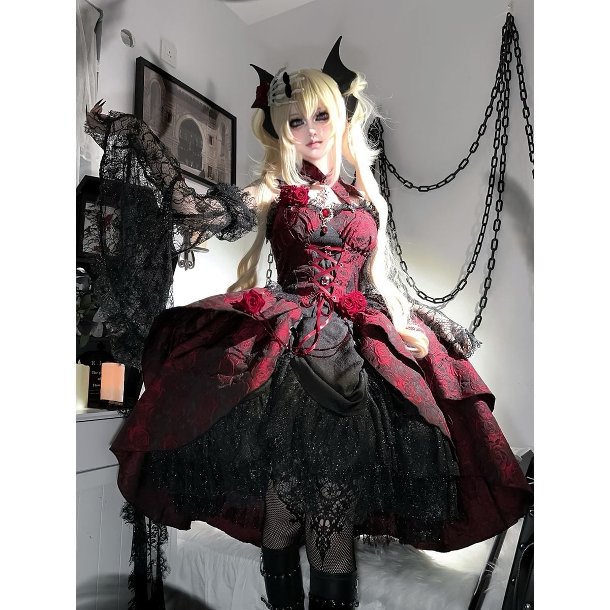 Mystical Gothic Rose Dress Set
