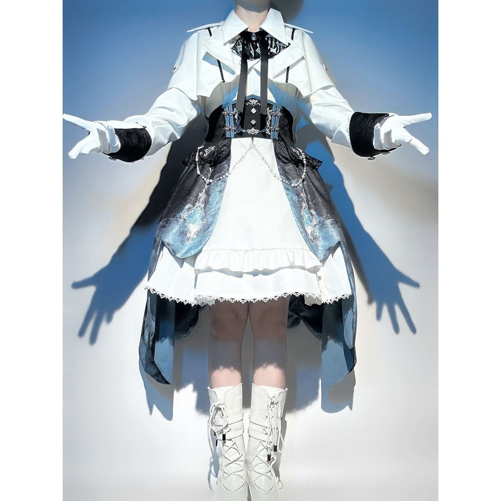 Stylish Military Cape Dress Set