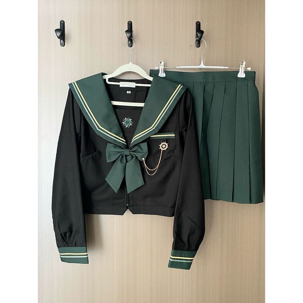 Green x Black School Uniform Ensemble