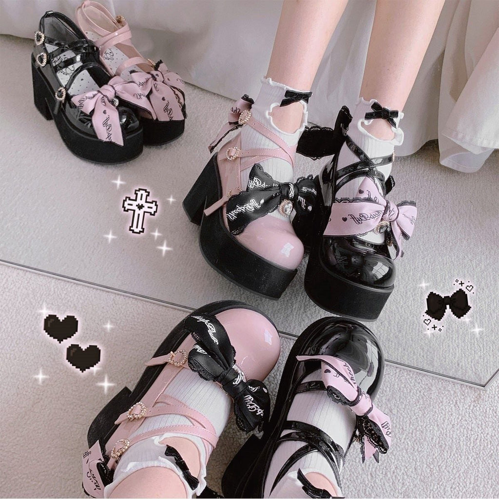 Jirai Kei Ribbon Platform Shoes