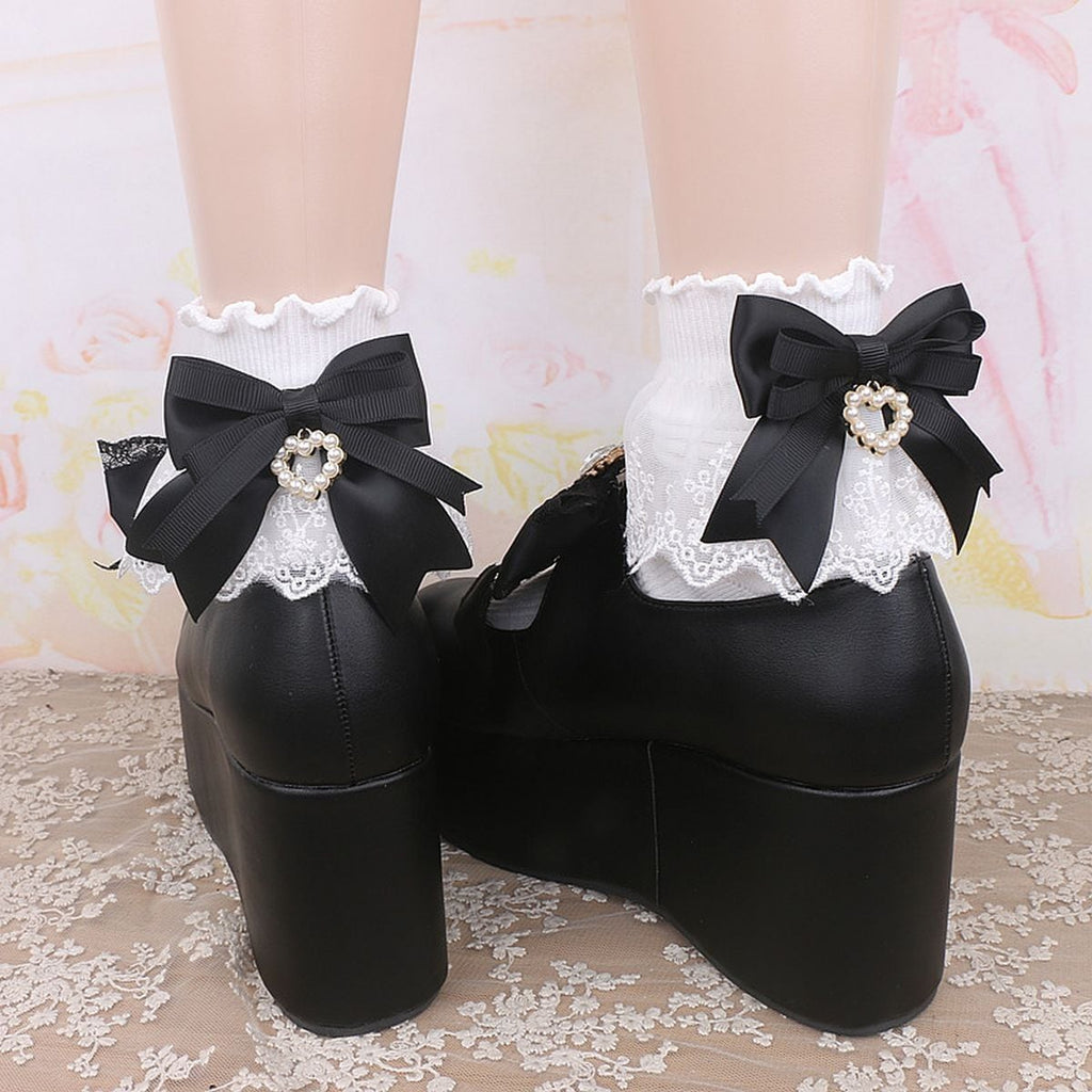 Heart Charm Socks with Back Ribbon