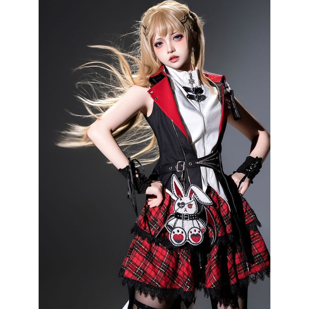 Whimsical Checkered Rabbit Set