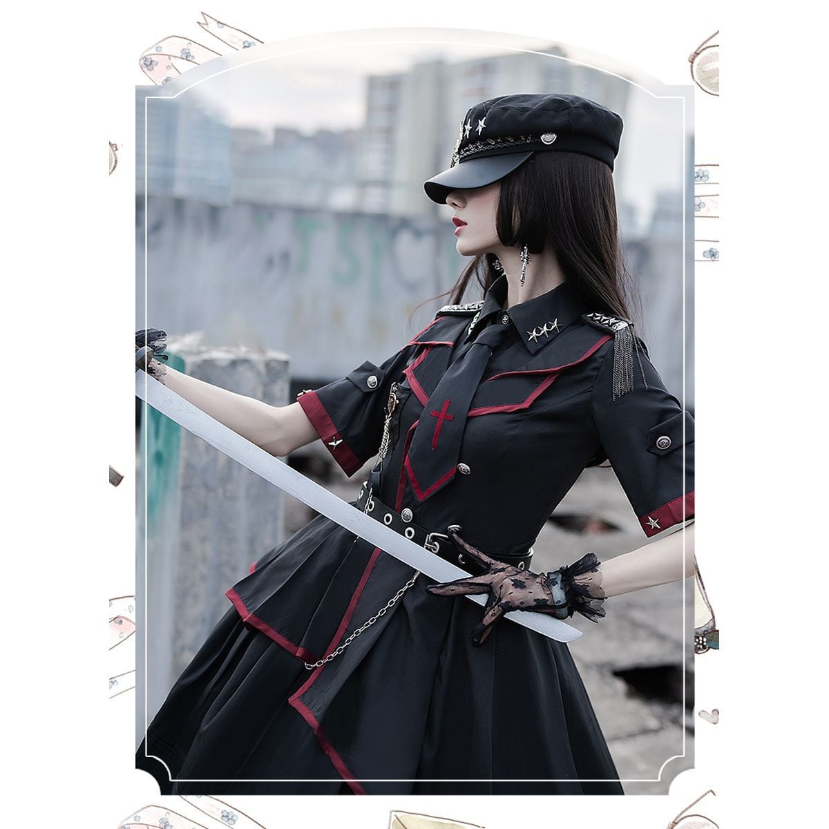 Asymmetrical Military Lolita Dress