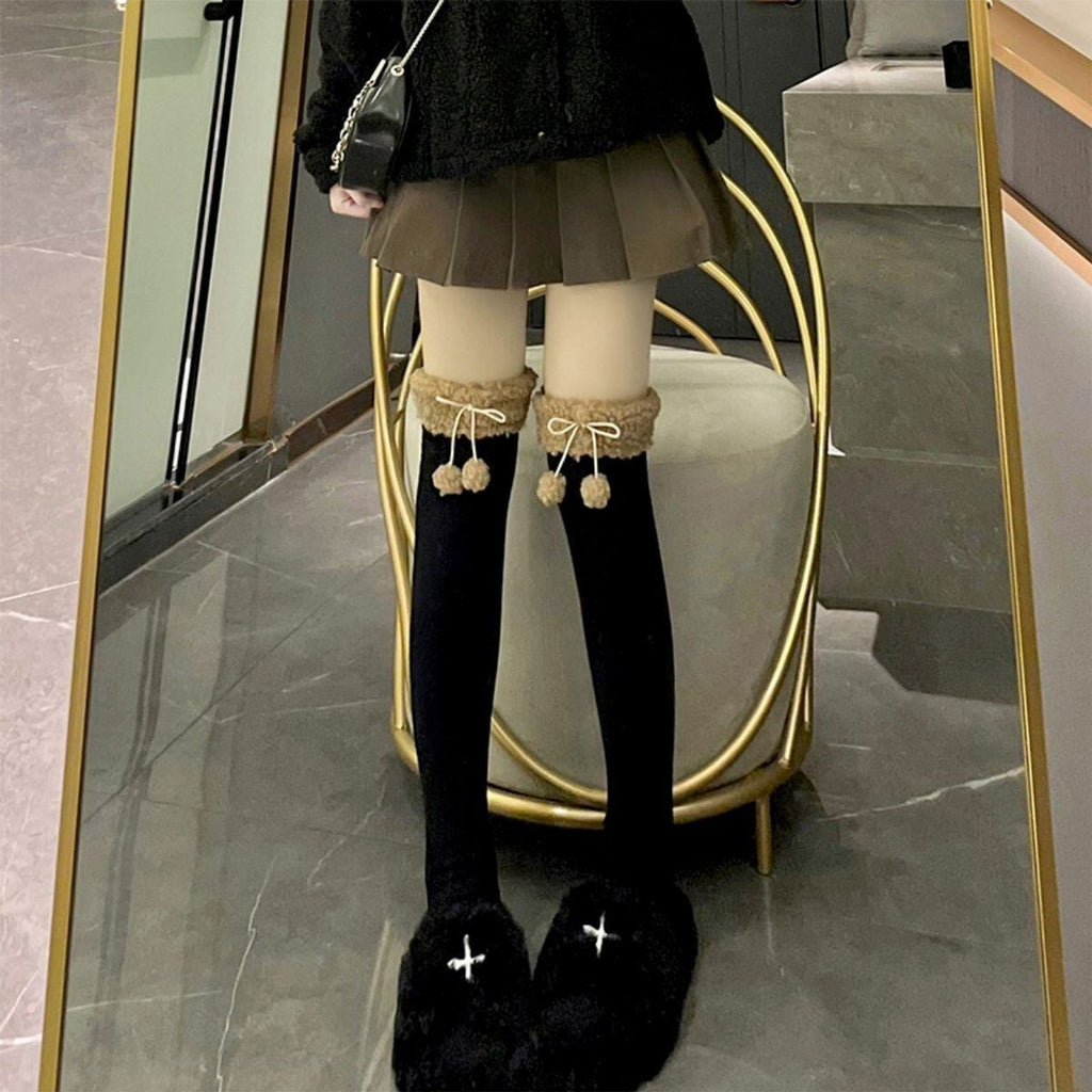 Fluffy Boa Over-the-Knee Socks