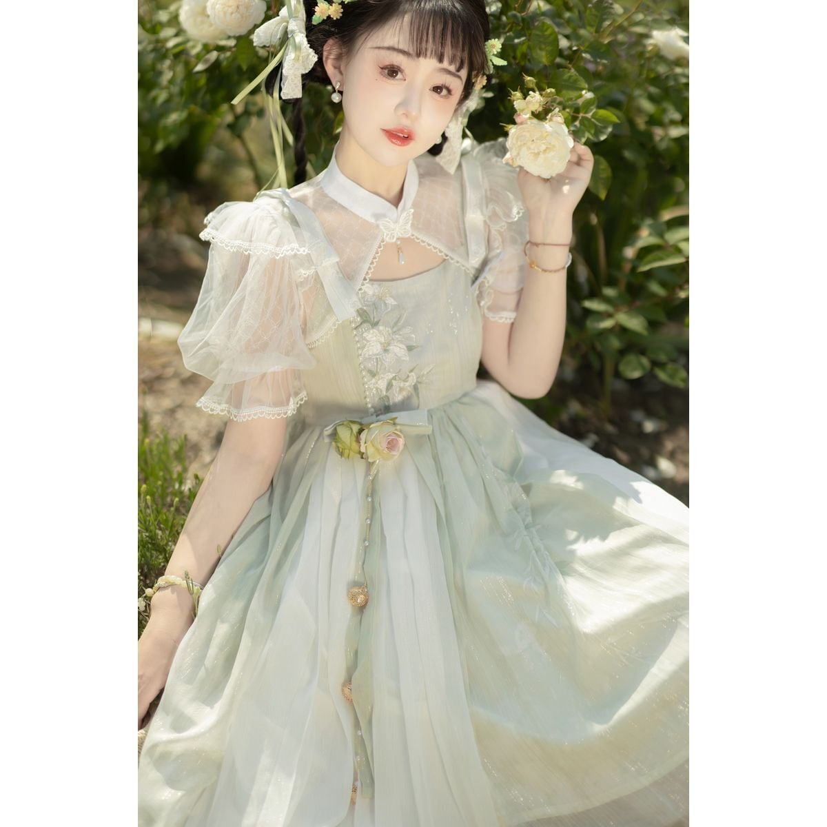Charming Floral Lace Dress Ensemble