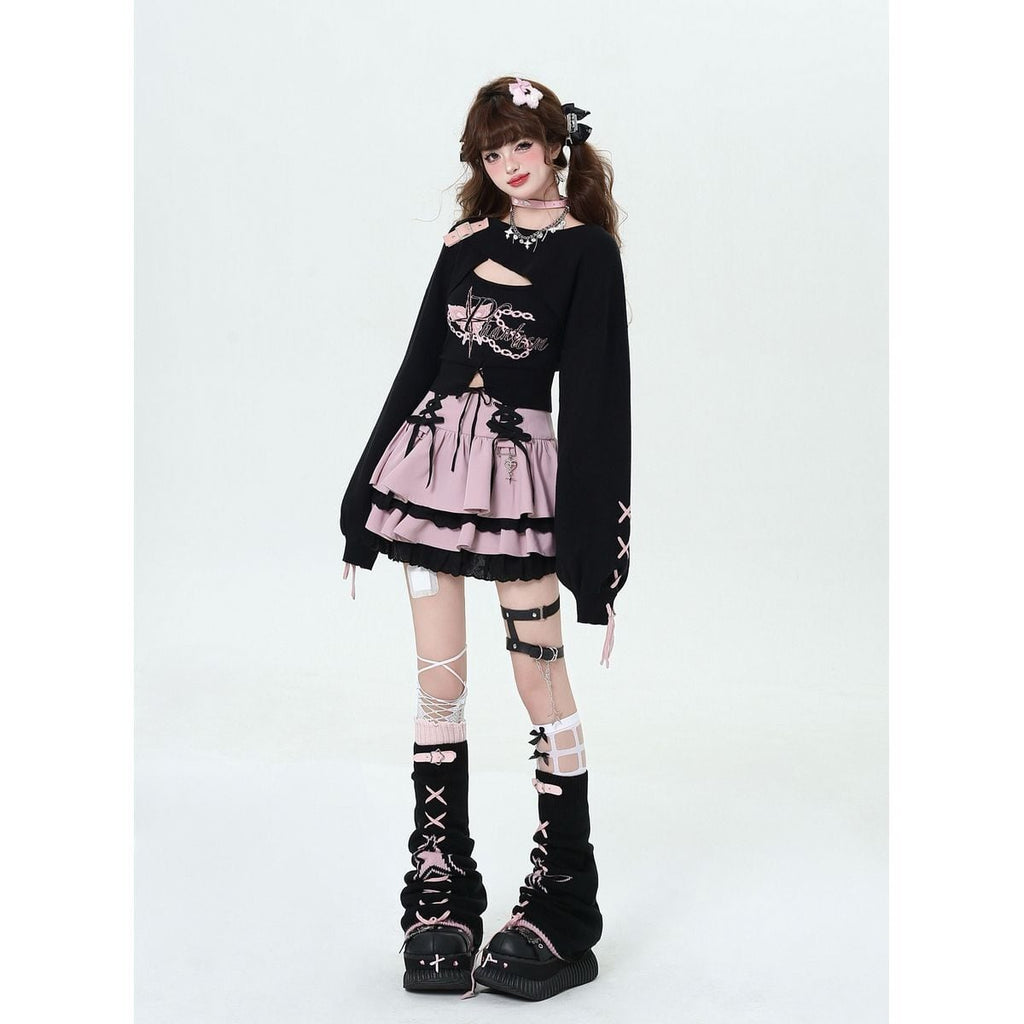 Jirai-kei Lace-Up Mini Skirt