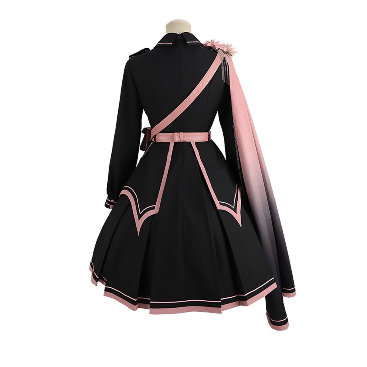 Pink and Black Military Lolita Dress Set