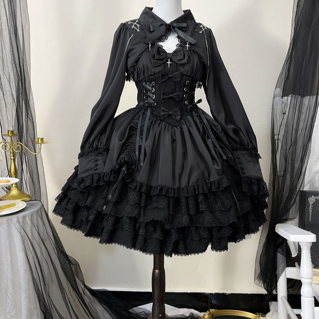 Gothic Corset Jumper Dress Set