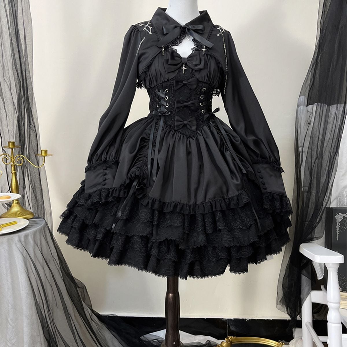 Gothic Corset Jumper Dress Set