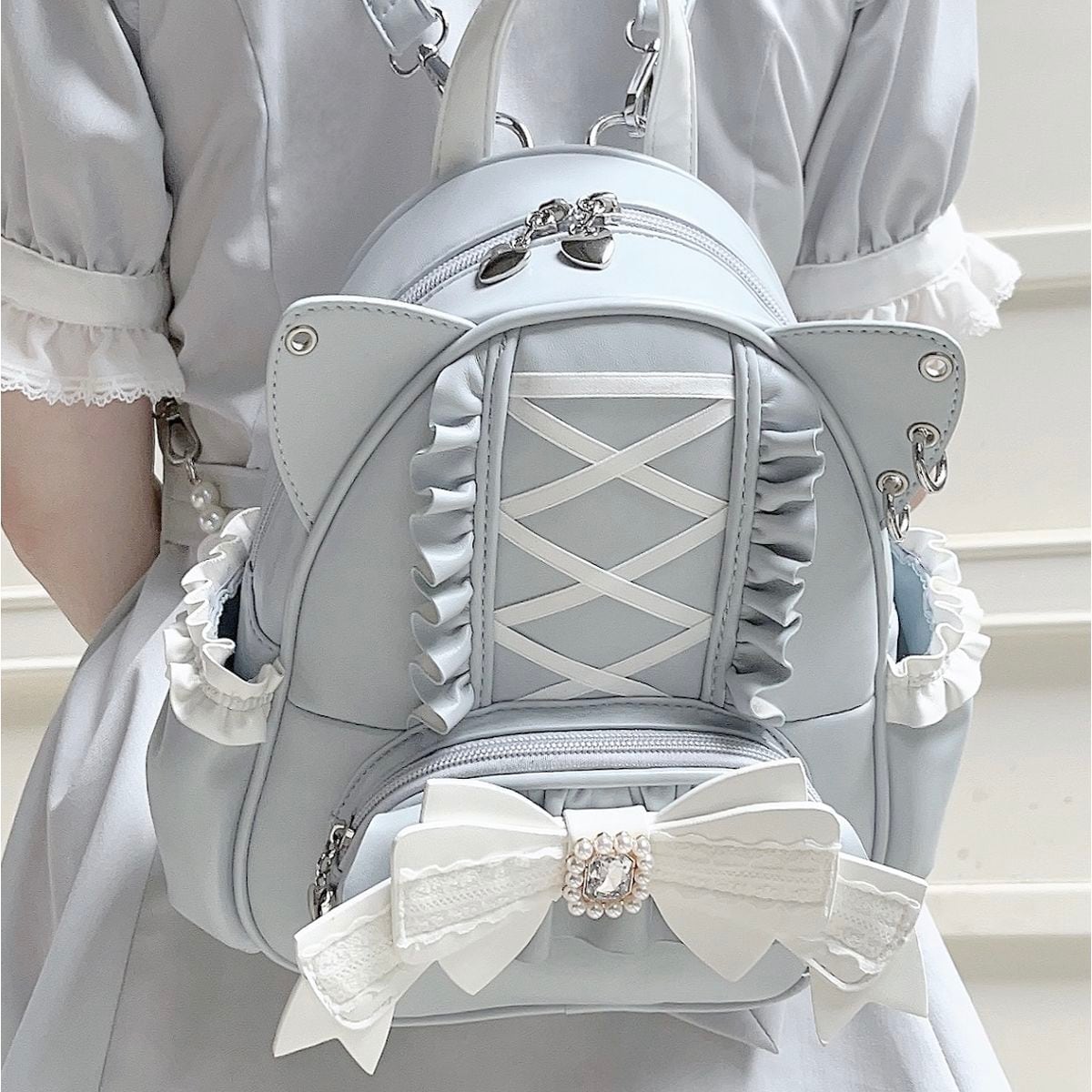 Kawaii Cat Ear Lace-Up Bag