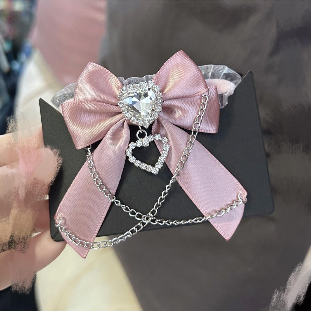 Jirai-kei Heart Ribbon Chain Bracelet