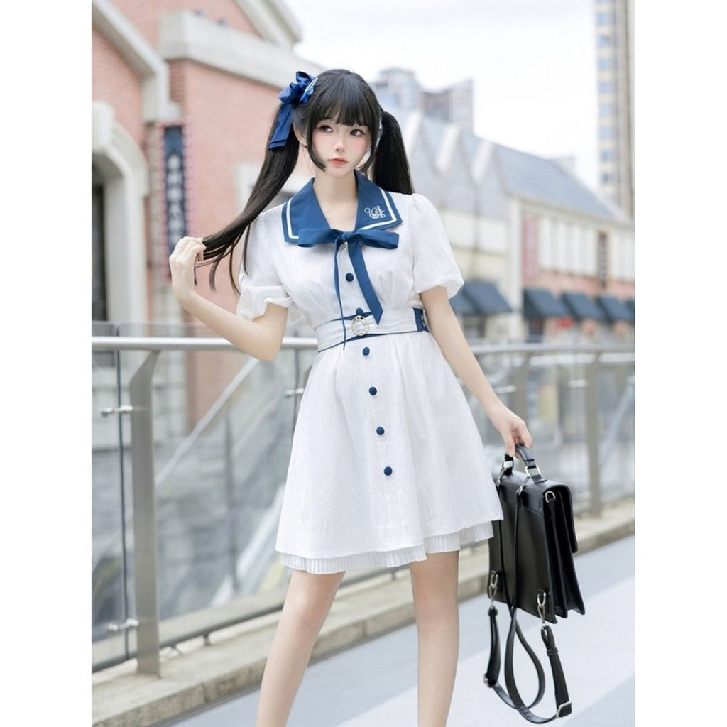 White Sailor Collar Dress