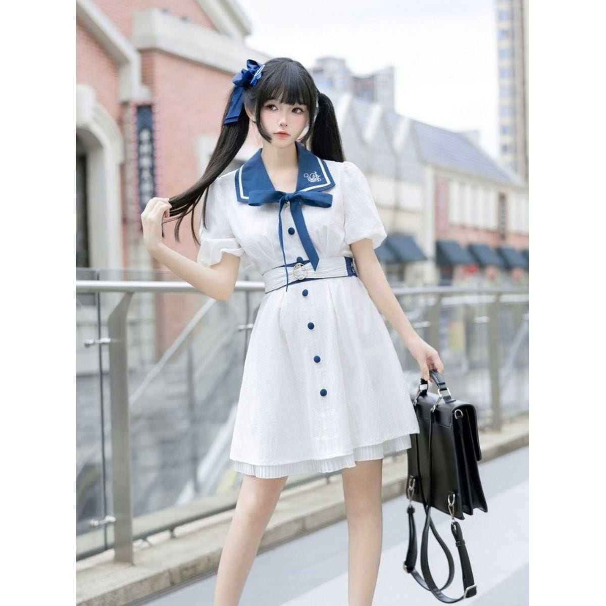 White Sailor Collar Dress