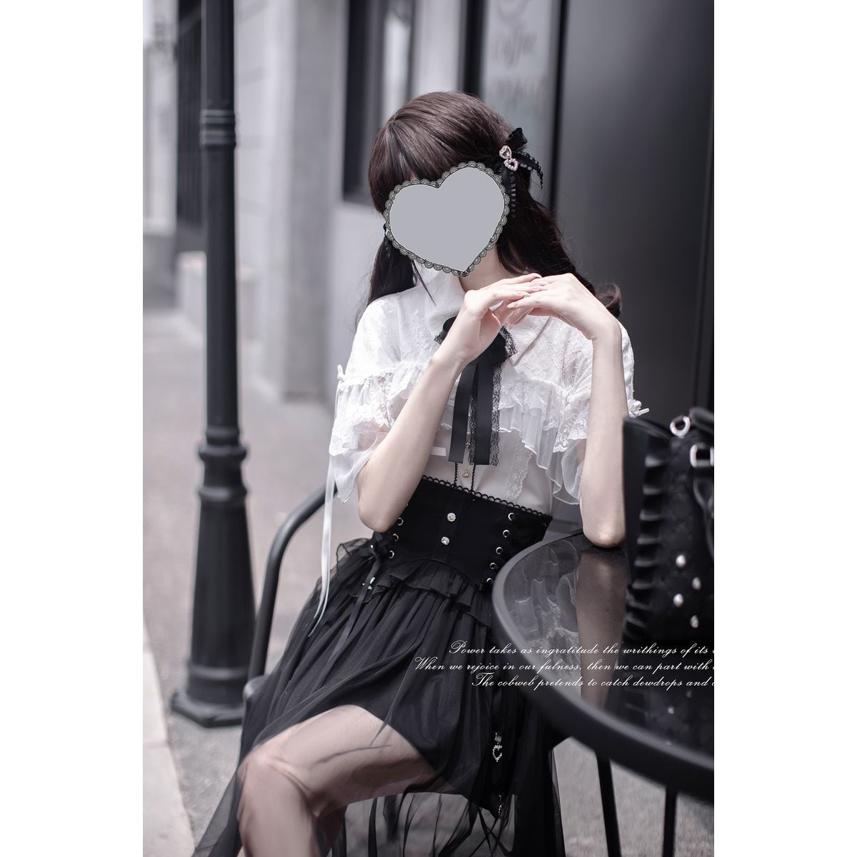 Jirai-kei Black Sheer Skirt Outfit