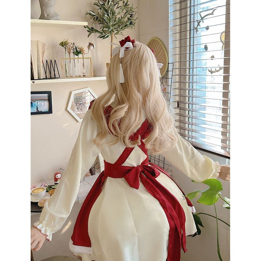 Red Frilled Maid Outfit with Chinese Design