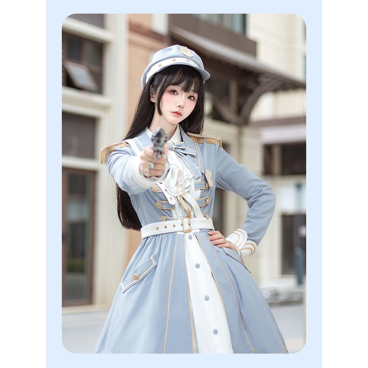 Sky Blue Military Lolita Dress Set