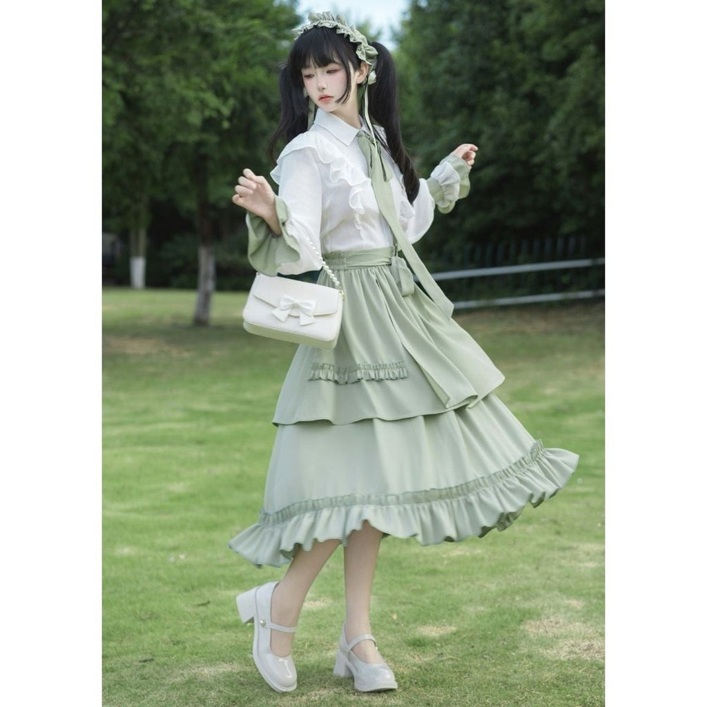 Sophisticated Green Long Skirt Outfit