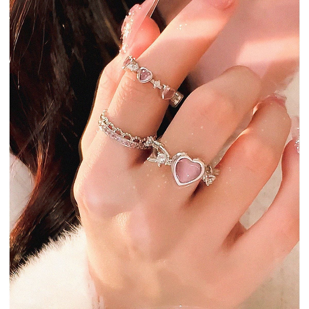 Kawaii Heart Charm Ring