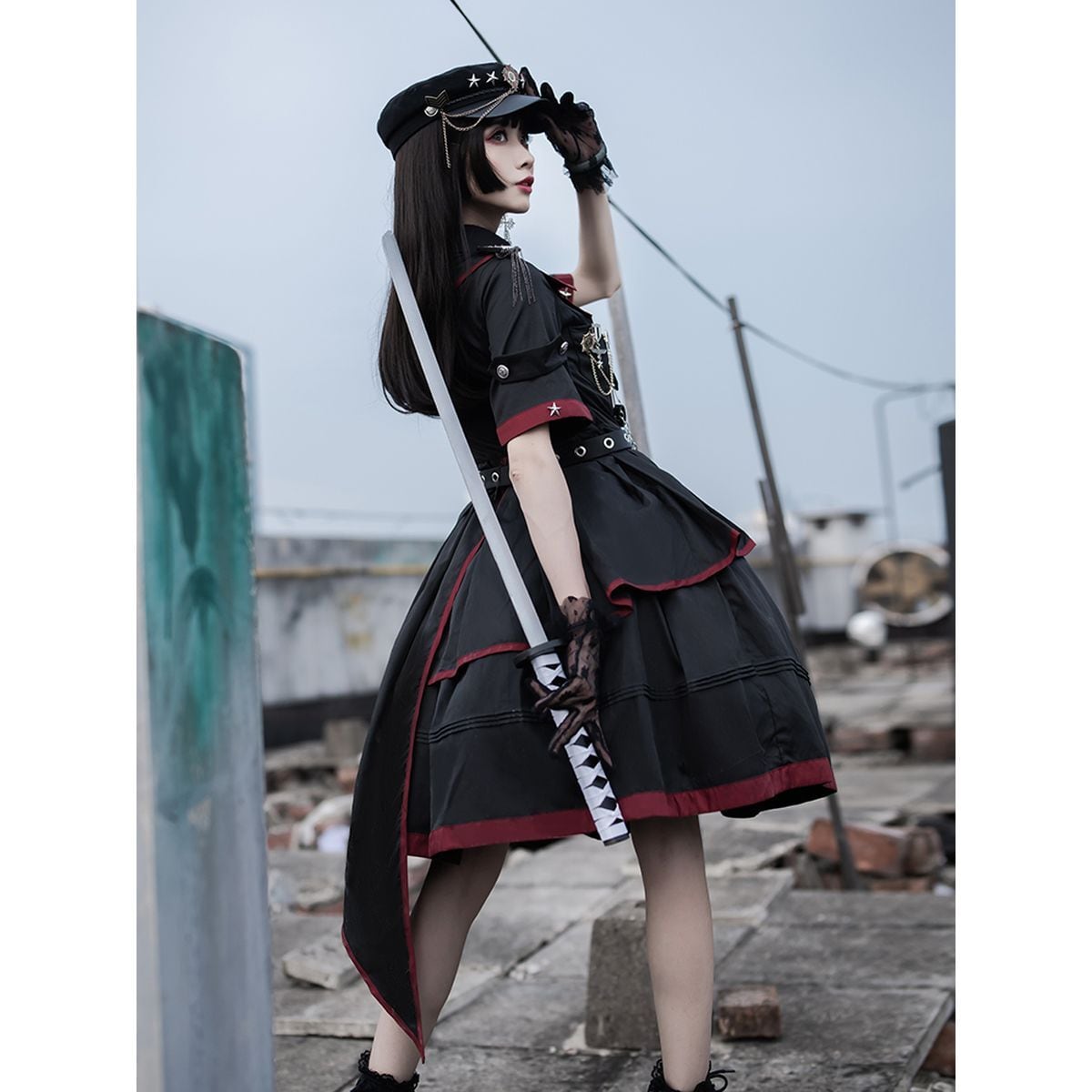 Asymmetrical Military Lolita Dress