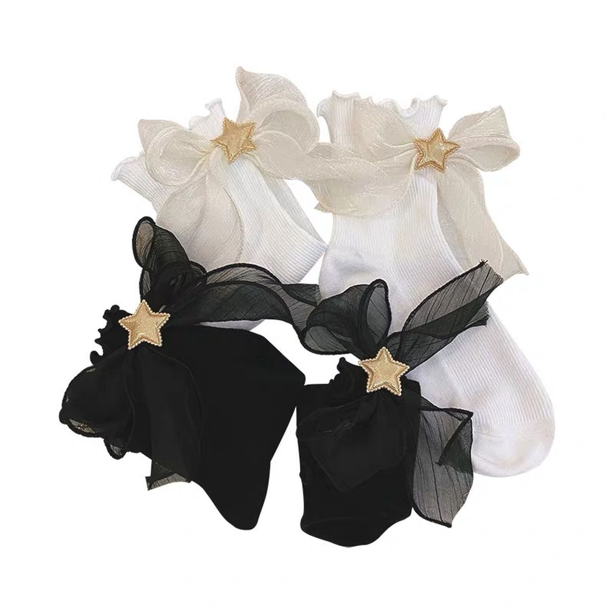 Frilled Star Pattern Ankle Socks