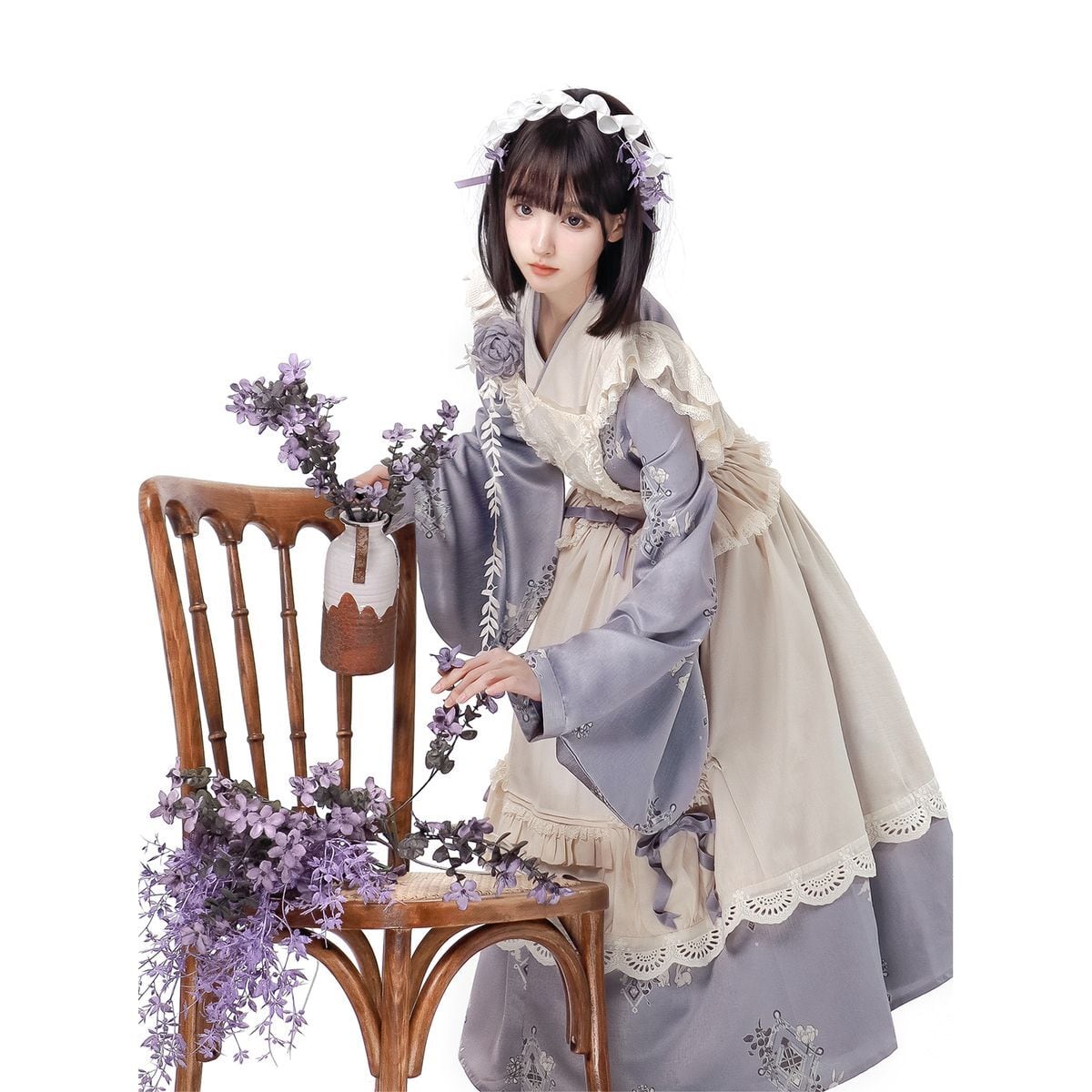 Lavender Retro-Style Apron Dress