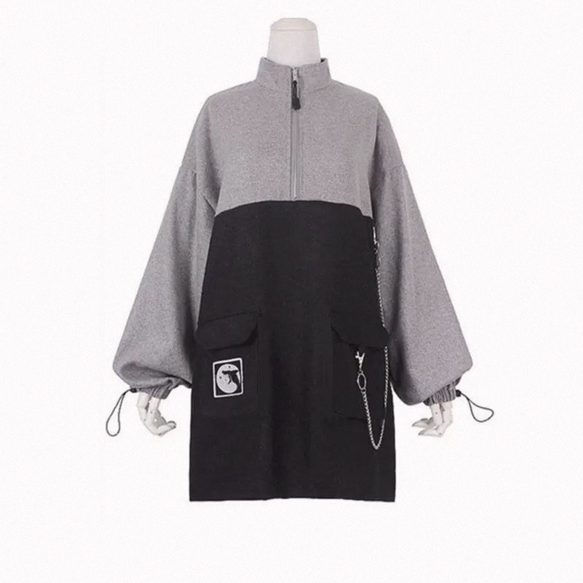 Stylish Felt Dress with Suspenders