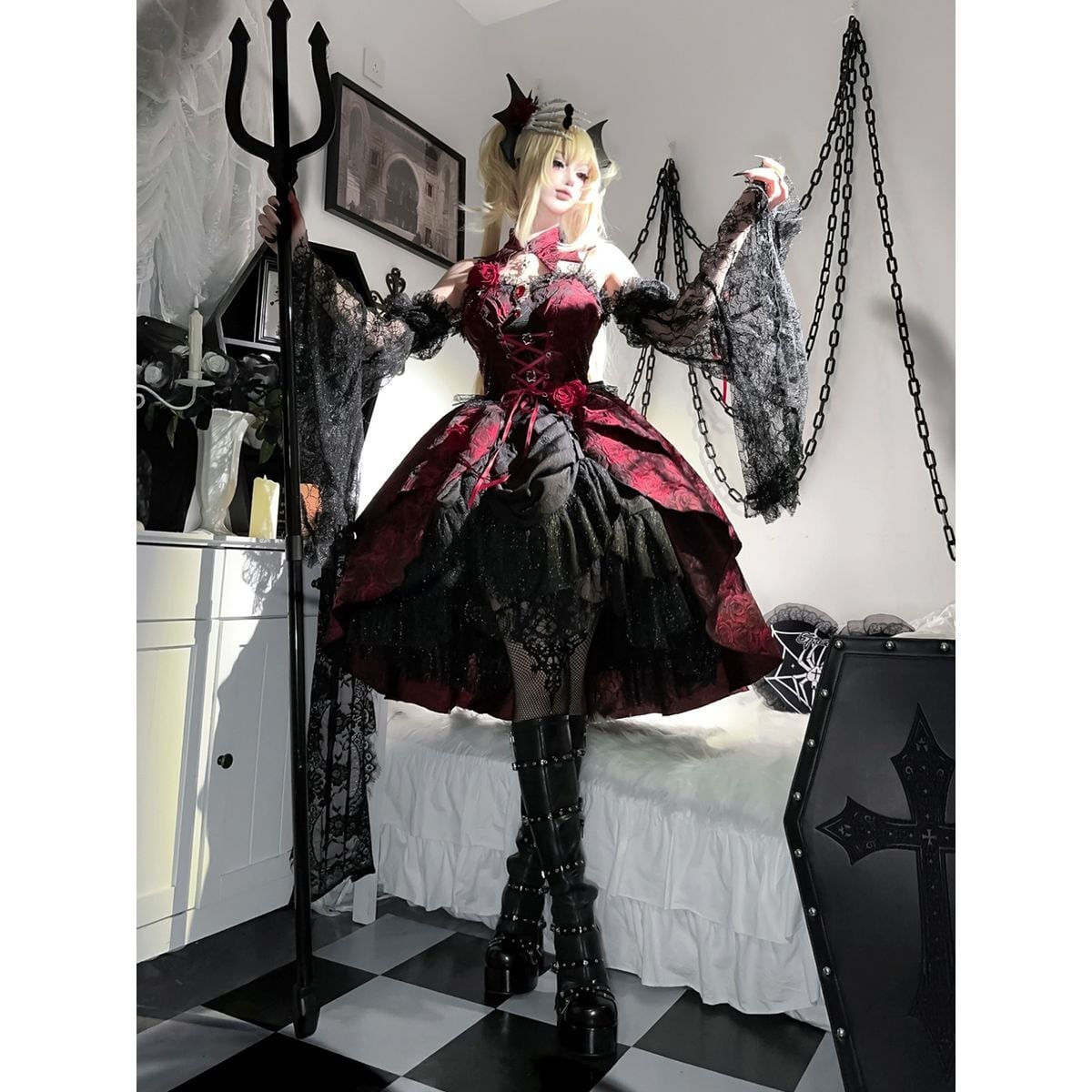 Mystical Gothic Rose Dress Set