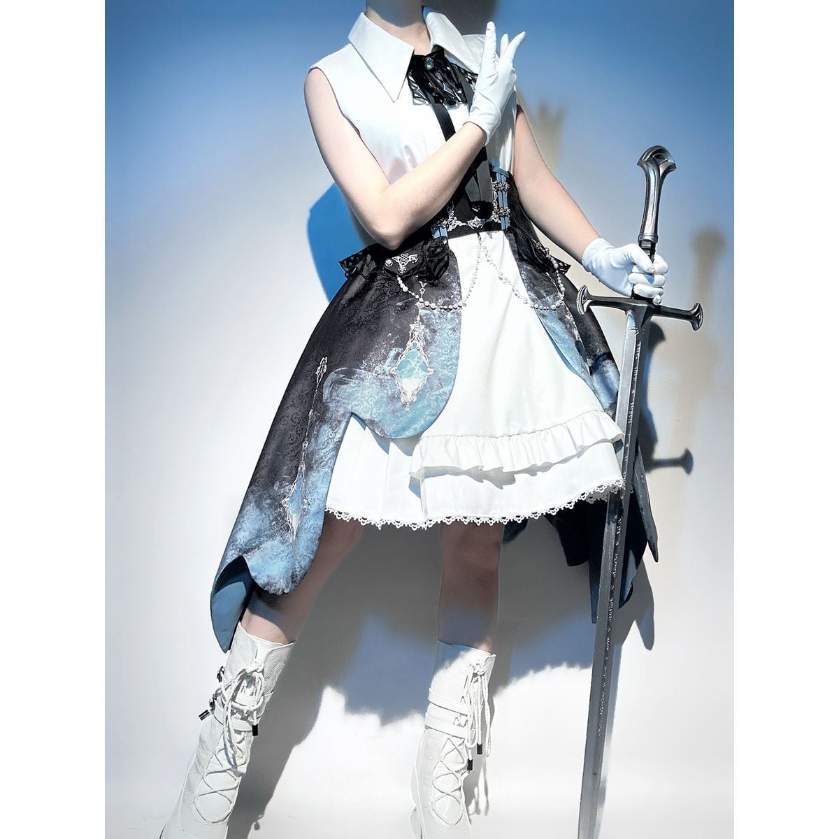 Stylish Military Cape Dress Set