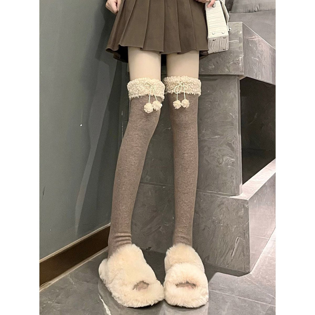 Fluffy Boa Over-the-Knee Socks