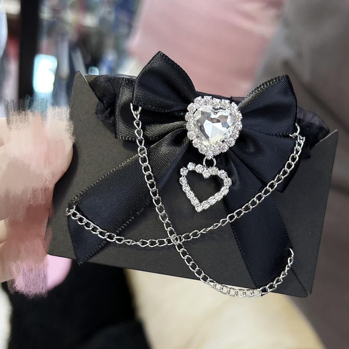 Jirai-kei Heart Ribbon Chain Bracelet