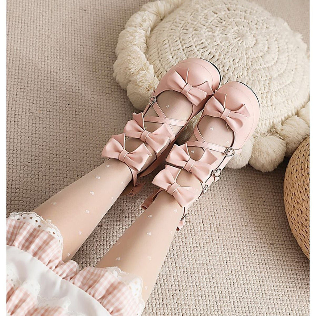Platform Ribbon Heart Strap Shoes