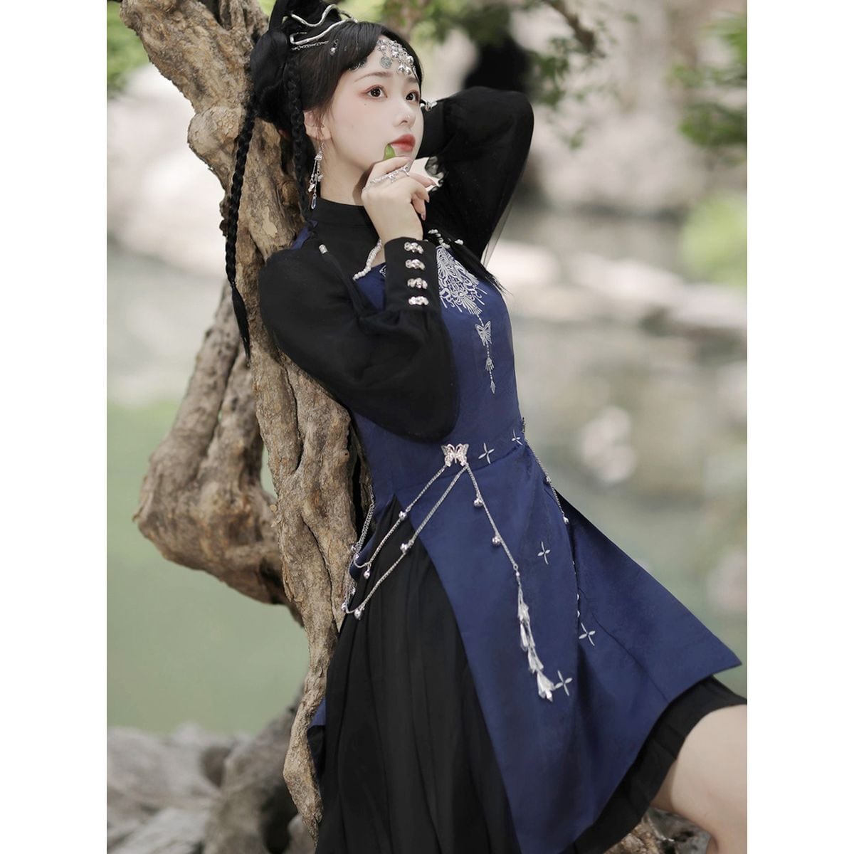 Chinese-Inspired Embroidered Jewel Dress