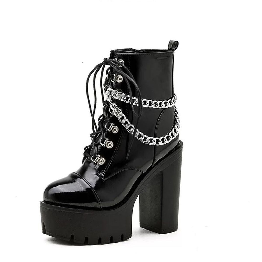 Short Boots with Chain Detail
