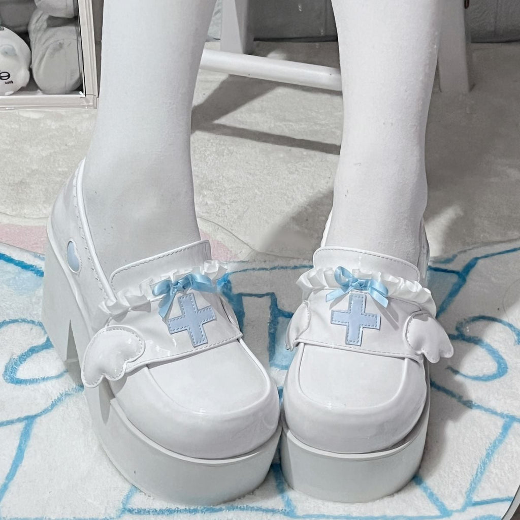 Heavenly Bow-Cross High-Sole Shoes