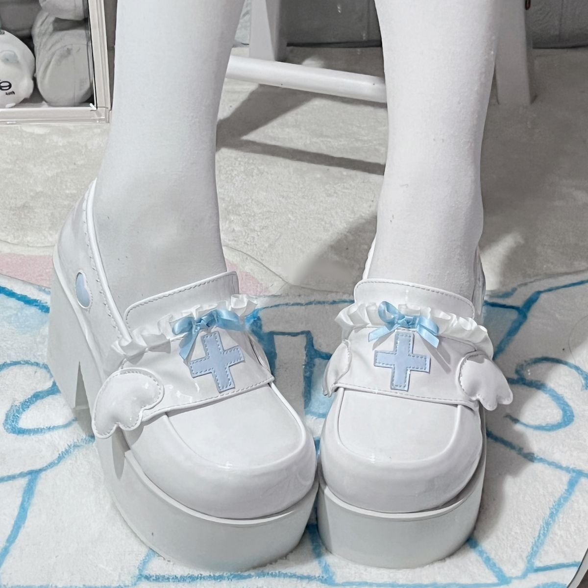 Heavenly Bow-Cross High-Sole Shoes