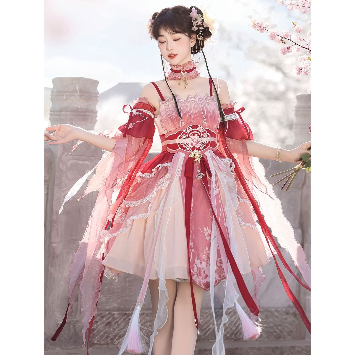 Elegant Frill Lolita Dress Ensemble