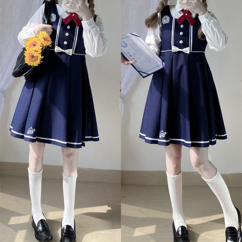 School-Style Pleated Jumper Skirt