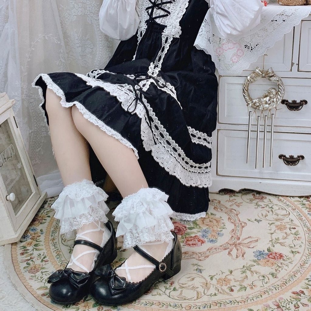 Elegant Black Frill Socks