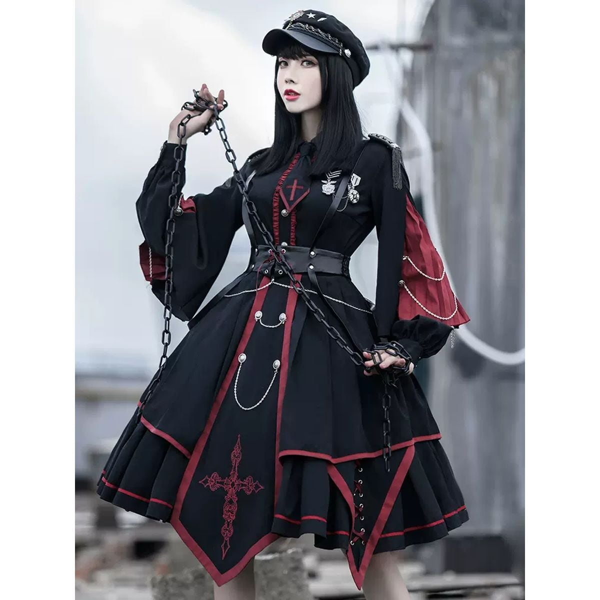 Cross Chain Military Lolita Dress