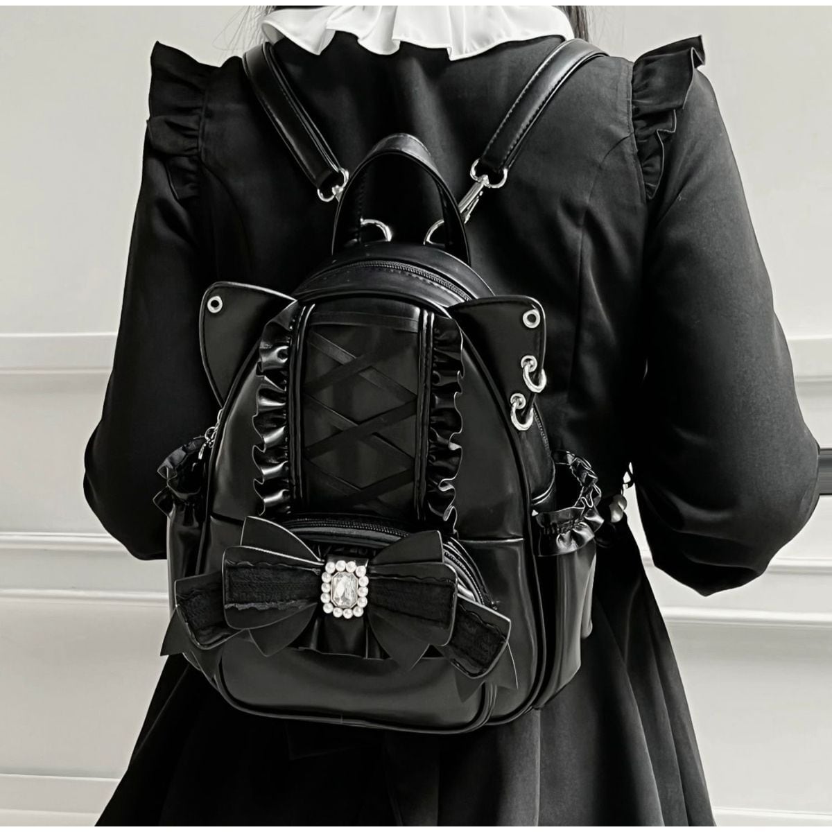 Kawaii Cat Ear Lace-Up Bag