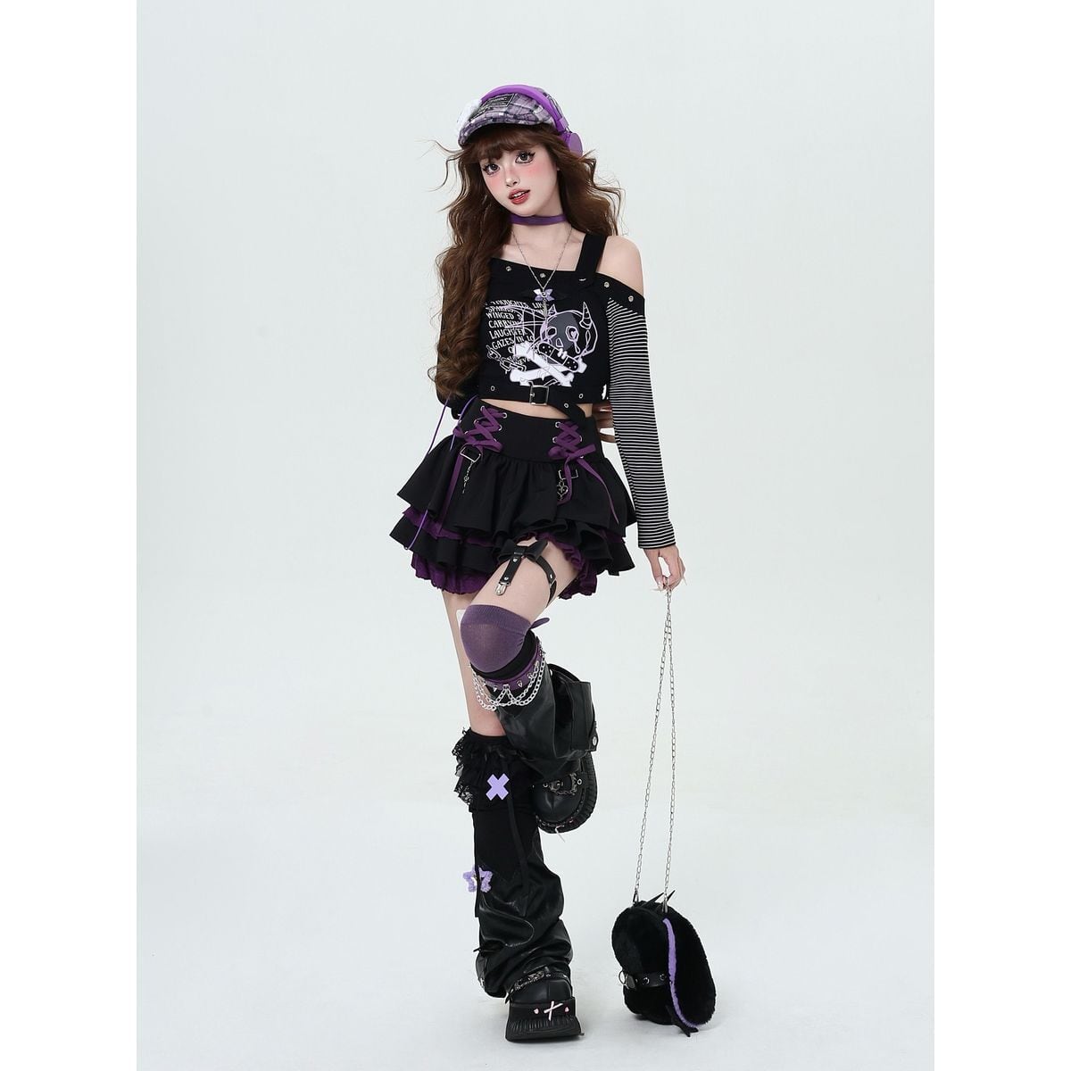 Jirai-kei Lace-Up Mini Skirt