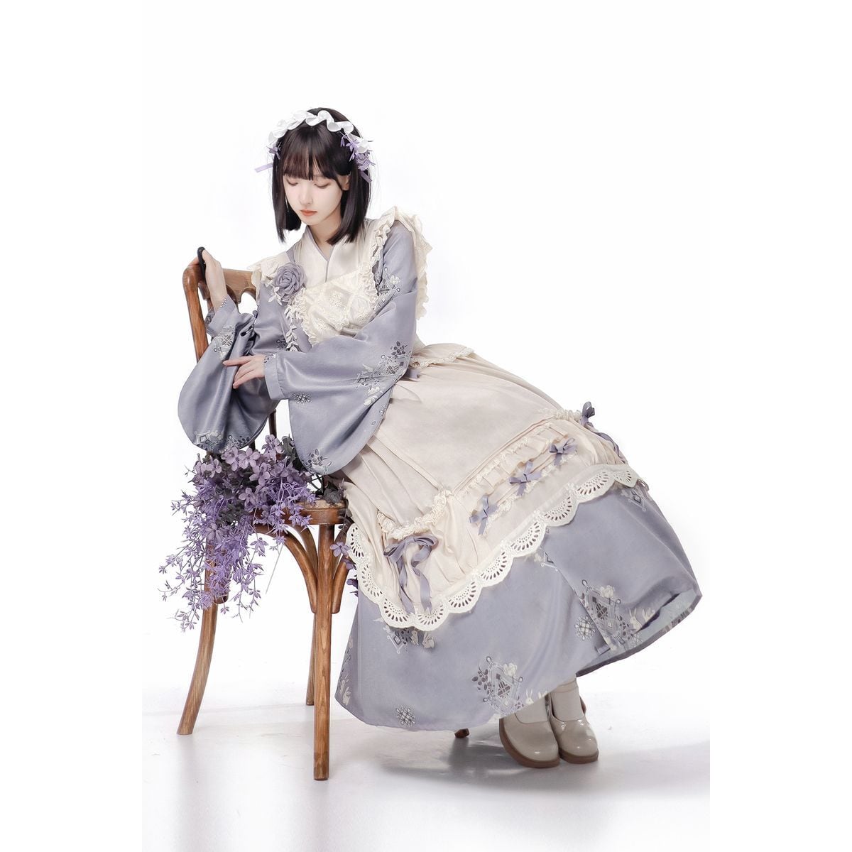 Lavender Retro-Style Apron Dress