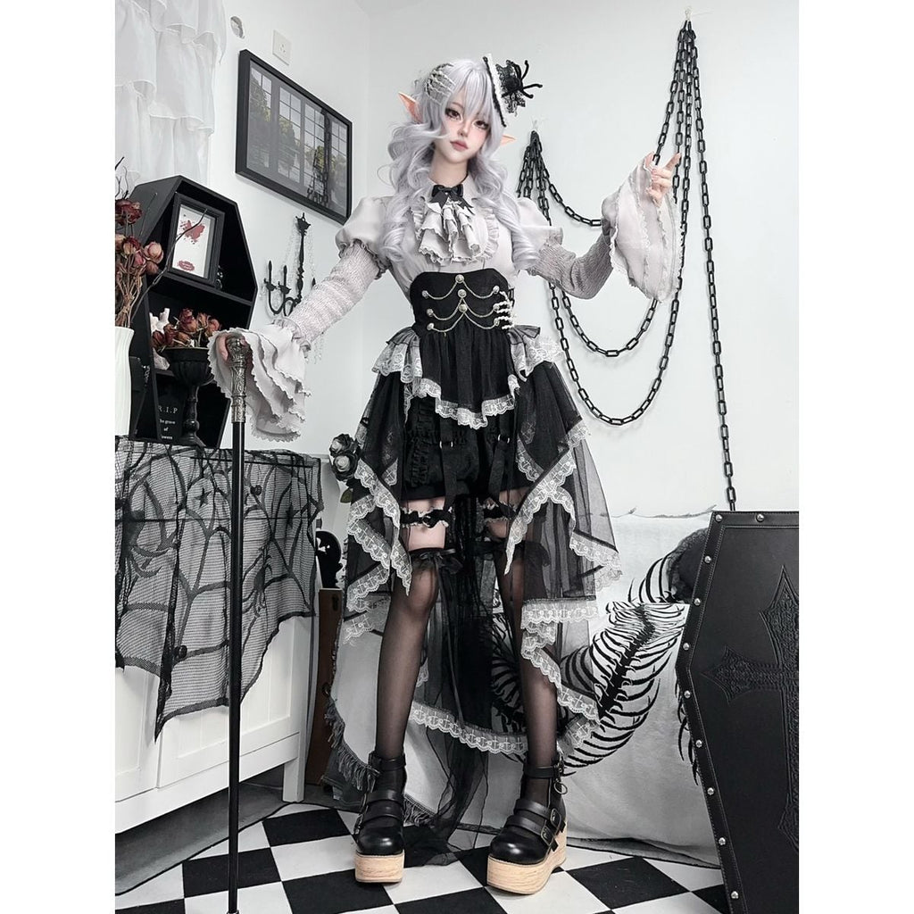 Elegant Gothic Lace Sleeve Ensemble