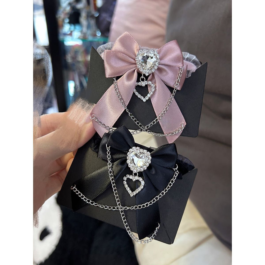 Jirai-kei Heart Ribbon Chain Bracelet